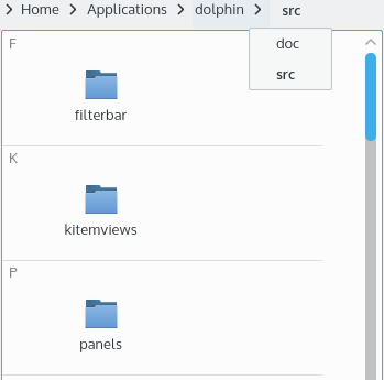 Barra de ubicación en modo navegable.