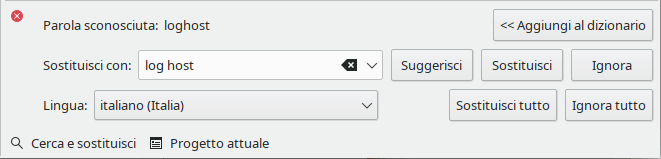 La finestra del controllo ortografico.