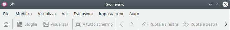 La barra degli strumenti di Gwenview.