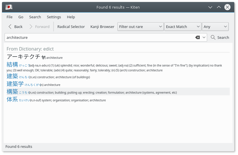 Filtraggio della ricerca in Kiten