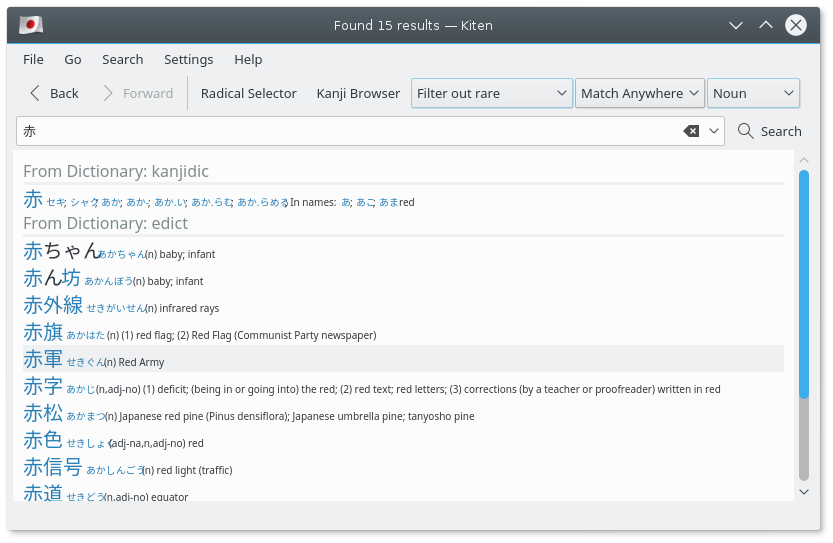 Corrispondenza per tipo di parola in Kiten