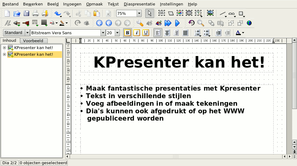 Tekst aan de tweede dia toevoegen