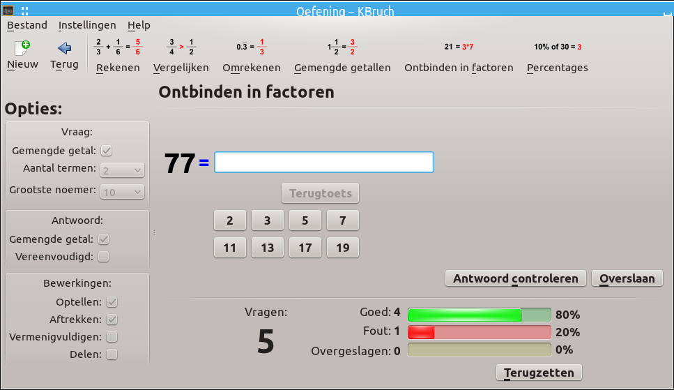 Oefening met het ontbinden in factoren