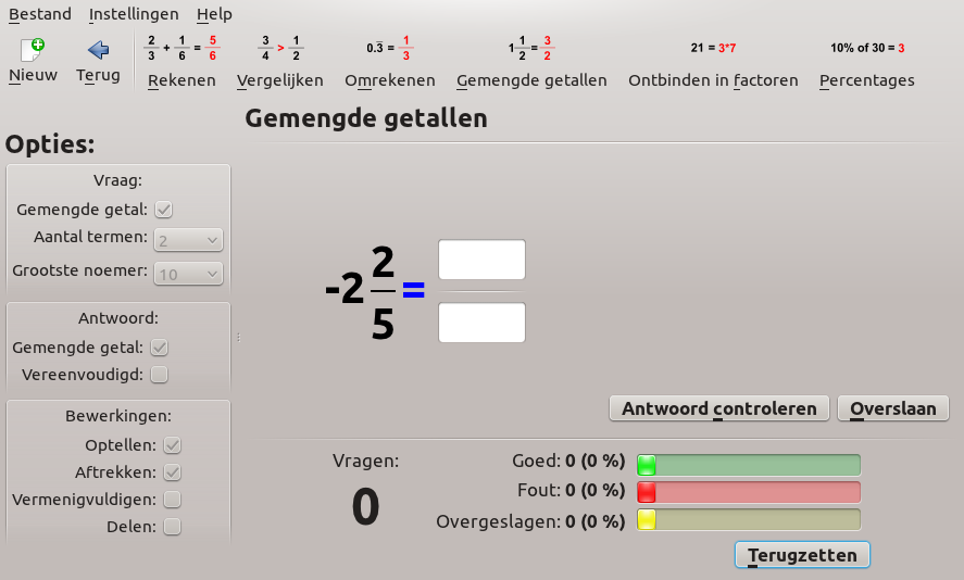Oefening met gemengde breuken