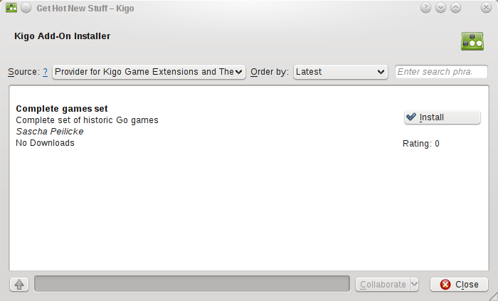 Ecrã para Obter Jogos Novos.
