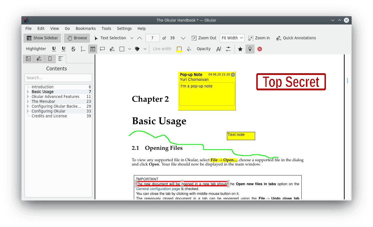 Anotações do Okular