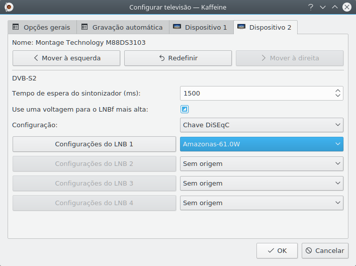 Configuração de dispositivos para Satélite