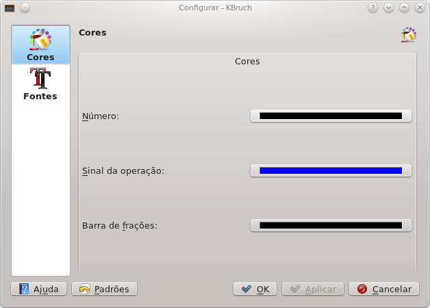 Diálogo de configurações do KBruch