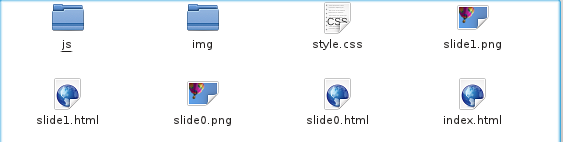 Novo ustvarjene HTML mape predstavitve