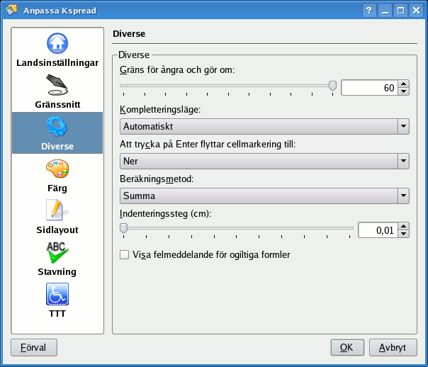 Inställning av öppna och spara.