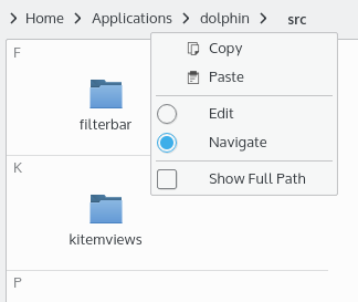 Platsradens sammanhangsberoende meny