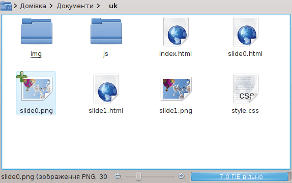 Щойно створені теки показів слайдів HTML
