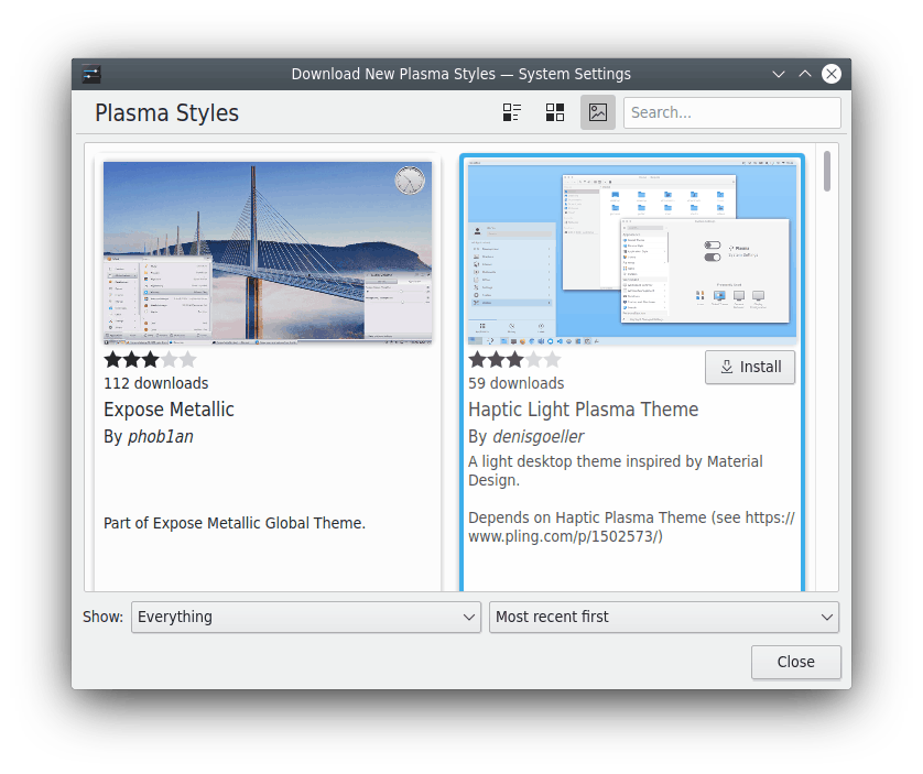 Отримати нові стилі Плазми…